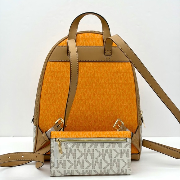 Michael Kors Orange and Tan Backpack with Wallet Set main image 13